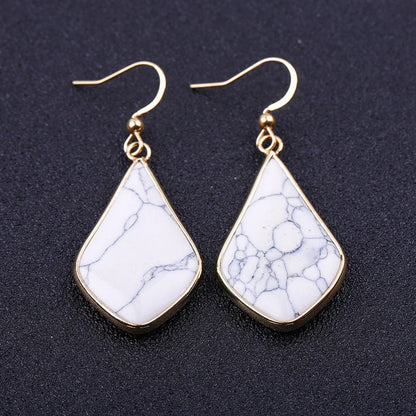 New Natural Stone Diamond Drop Earrings-Jewearrings