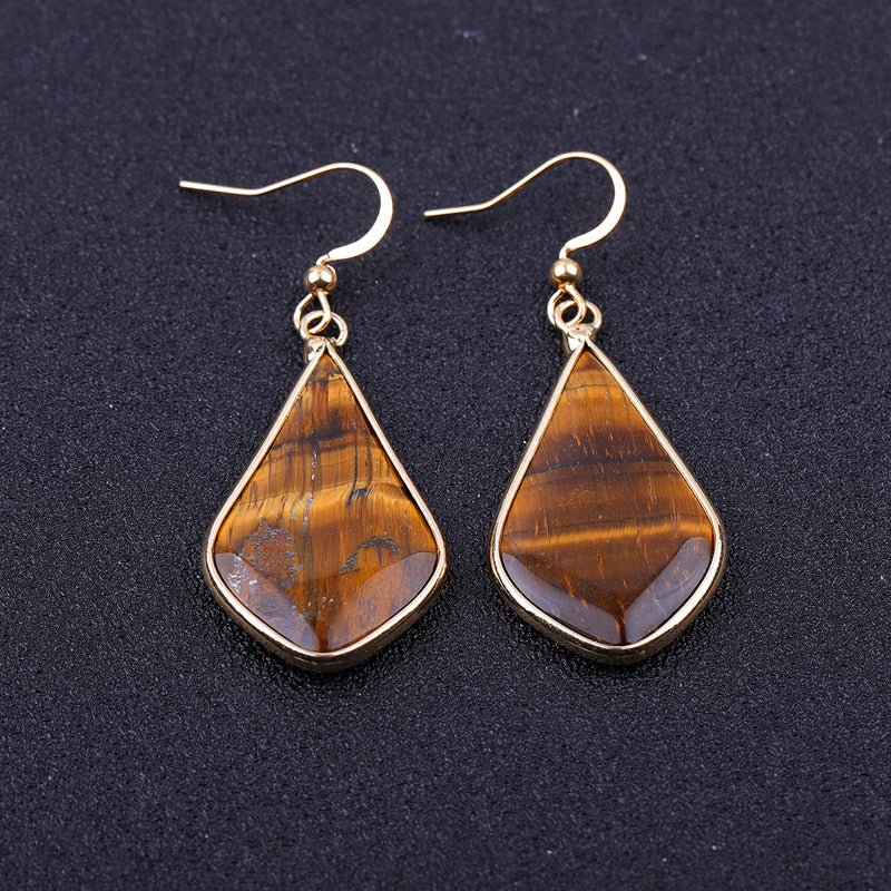 New Natural Stone Diamond Drop Earrings-Jewearrings