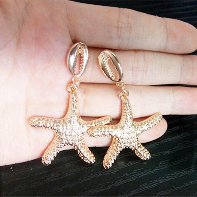 New Ocean Style Holiday Starfish Shell Earrings Retro Beach Style Earrings Earrings-Jewearrings