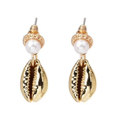 New pearl shell earrings female cross-border Amazon wish European and American creative fashion earrings earrings accessories-Jewearrings