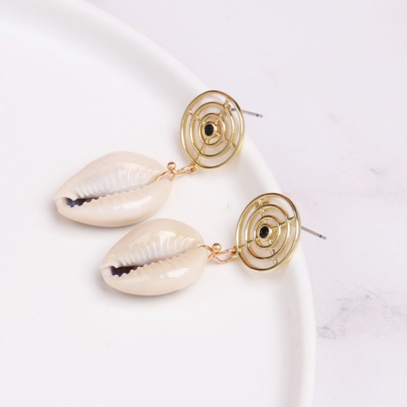 New pearl shell earrings female cross-border Amazon wish European and American creative fashion earrings earrings accessories-Jewearrings