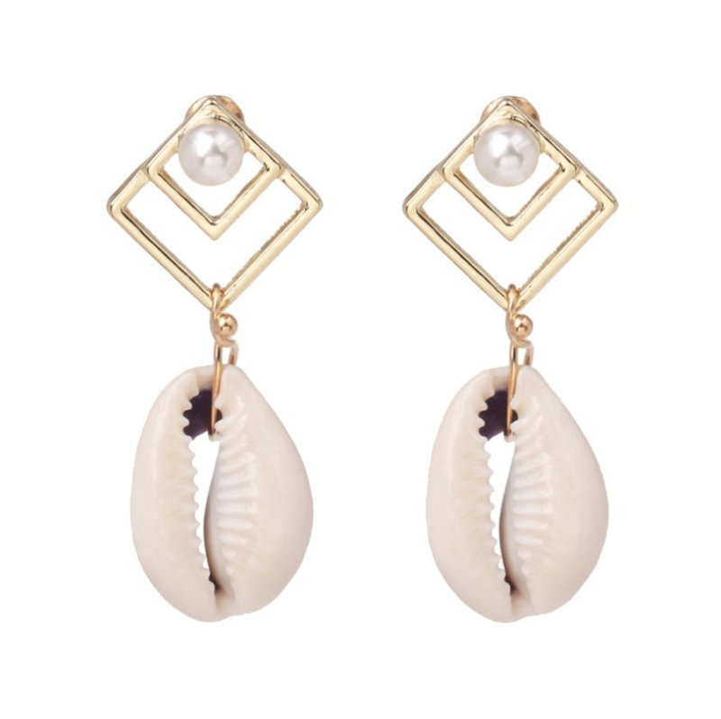 New pearl shell earrings female cross-border Amazon wish European and American creative fashion earrings earrings accessories-Jewearrings