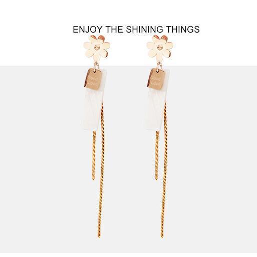 New Personality Temperament Shell Long Earrings-Jewearrings