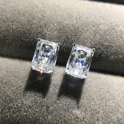 New Rectangular Four-claw Diamond Zircon Earrings-Jewearrings