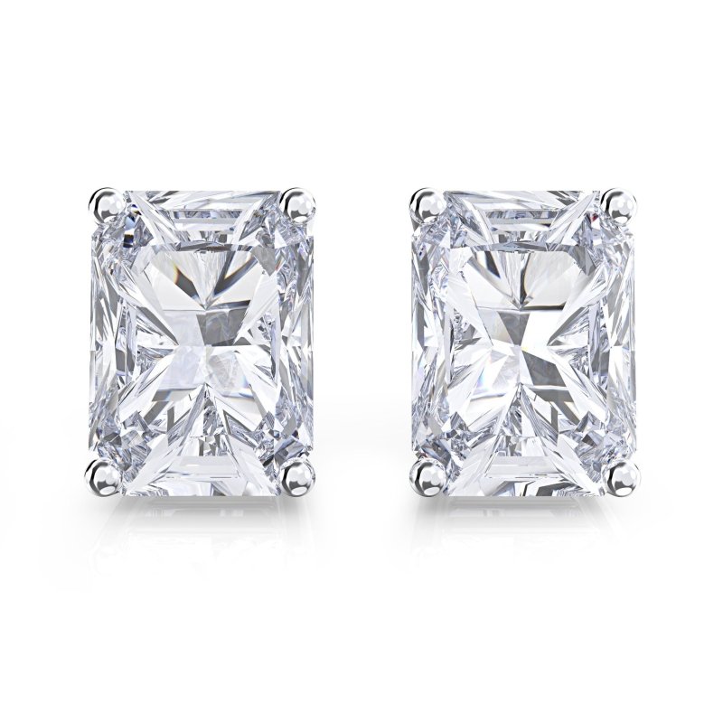 New Rectangular Four-claw Diamond Zircon Earrings-Jewearrings