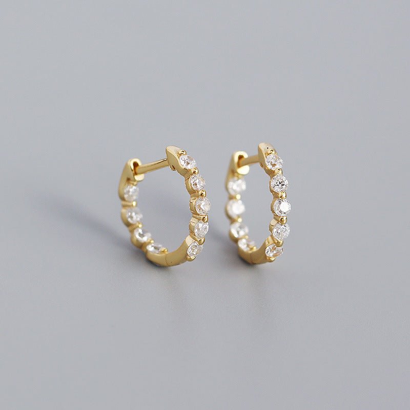 New S925 Silver Ins Geometric Zircon Diamond Earclip Earrings Silver Accessories Women-Jewearrings