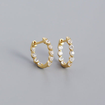 New S925 Silver Ins Geometric Zircon Diamond Earclip Earrings Silver Accessories Women-Jewearrings