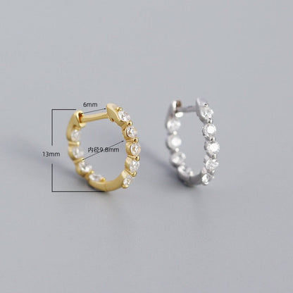 New S925 Silver Ins Geometric Zircon Diamond Earclip Earrings Silver Accessories Women-Jewearrings