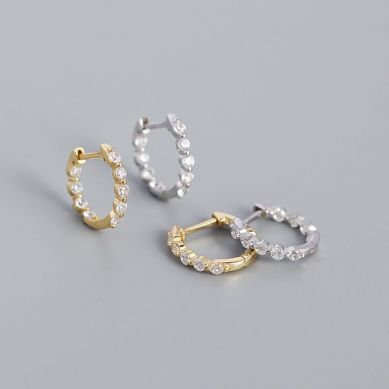 New S925 Silver Ins Geometric Zircon Diamond Earclip Earrings Silver Accessories Women-Jewearrings