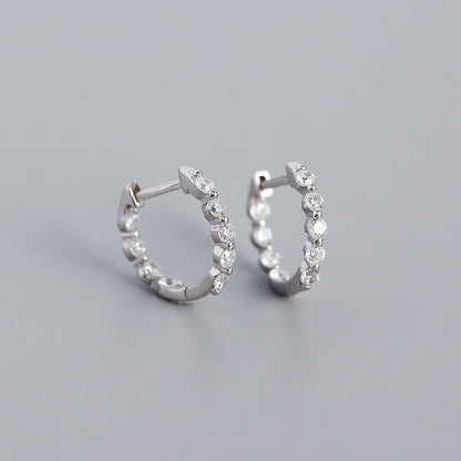 New S925 Silver Ins Geometric Zircon Diamond Earclip Earrings Silver Accessories Women-Jewearrings