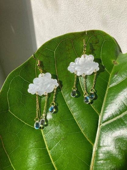 New Simple Creative Acrylic Rain Cloud Earrings Crystal-Jewearrings