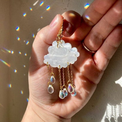 New Simple Creative Acrylic Rain Cloud Earrings Crystal-Jewearrings