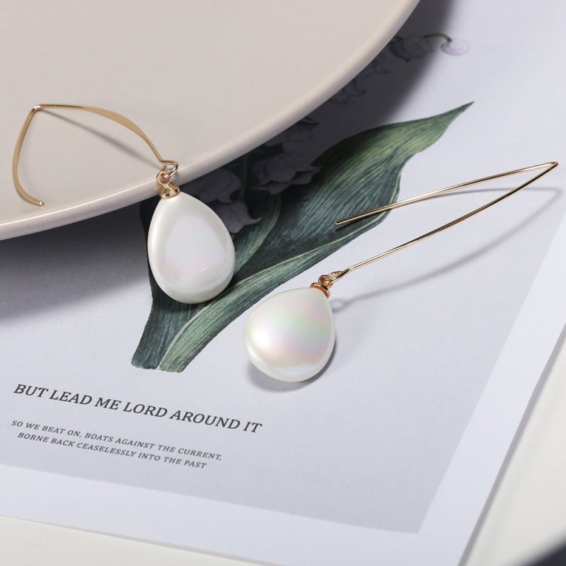 New Simple Personality Pearl Baroque Earrings Ear Hooks-Jewearrings