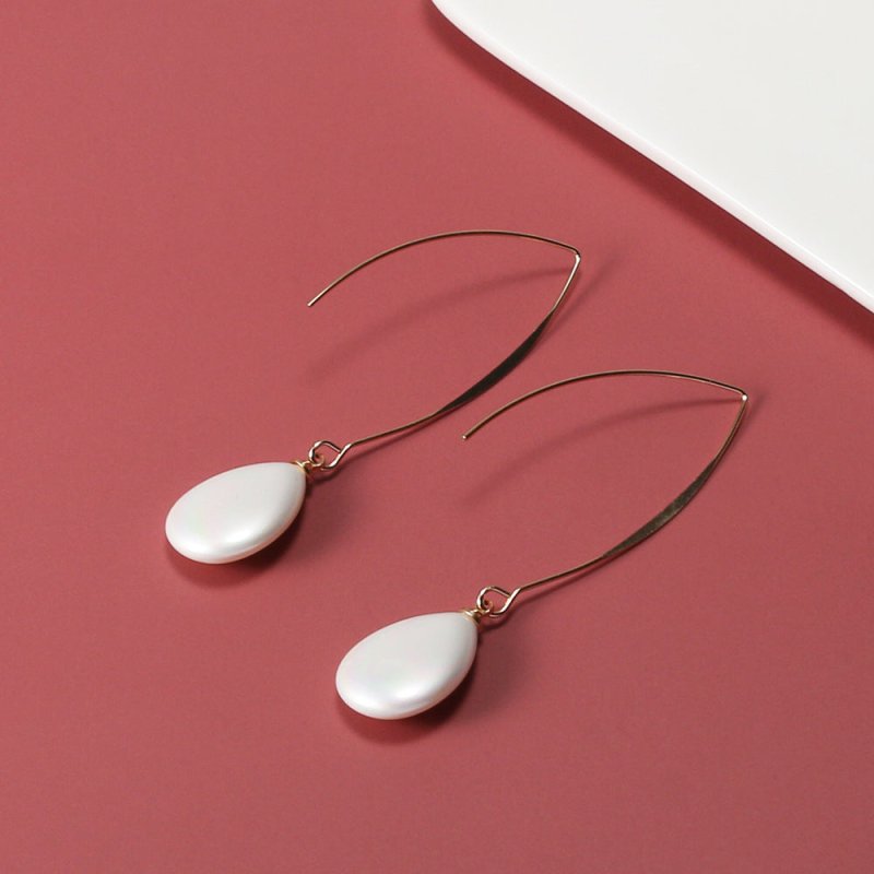 New Simple Personality Pearl Baroque Earrings Ear Hooks-Jewearrings