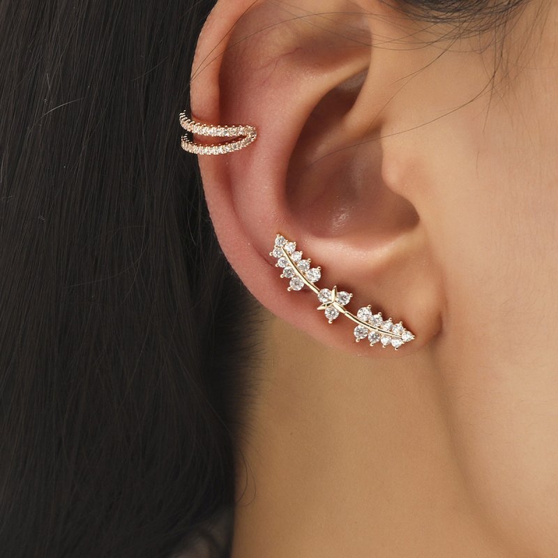 New Simple Star Small Diamond Earrings, Geometric Pearl Zircon Earrings Without Pierced Ears-Jewearrings