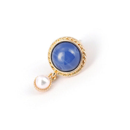 New Style Ear Clip Without Pierced Klein Blue Retro Pearl Stud Earrings-Jewearrings