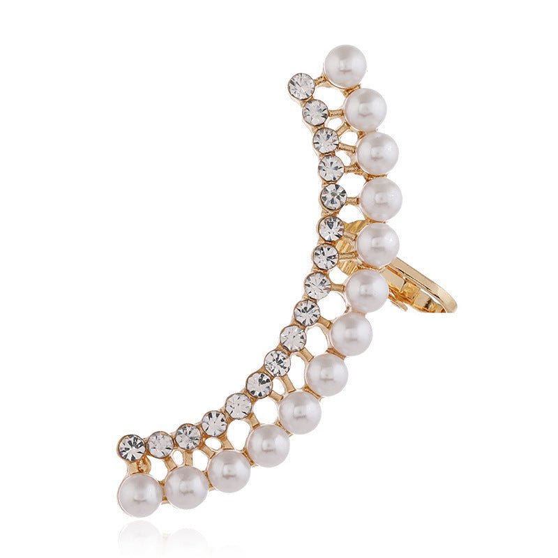 New Style Earrings Personality Exaggerated Diamond-studded Pearl Ear Clip-Jewearrings