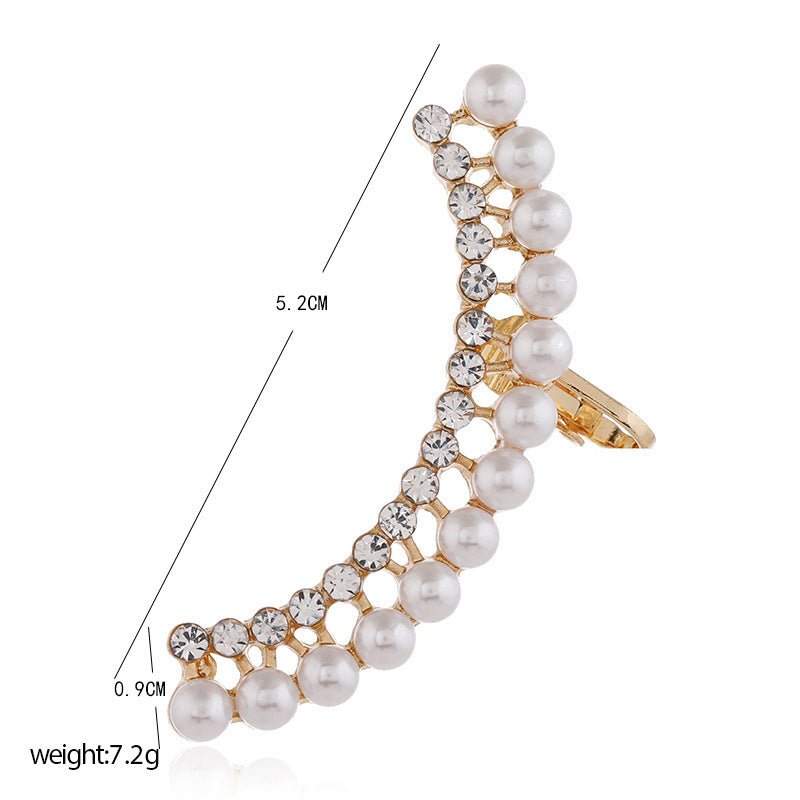 New Style Earrings Personality Exaggerated Diamond-studded Pearl Ear Clip-Jewearrings