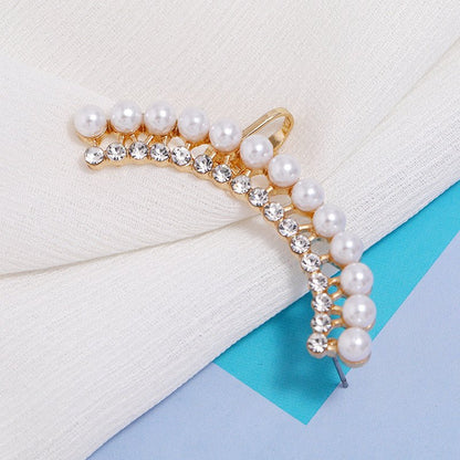 New Style Earrings Personality Exaggerated Diamond-studded Pearl Ear Clip-Jewearrings