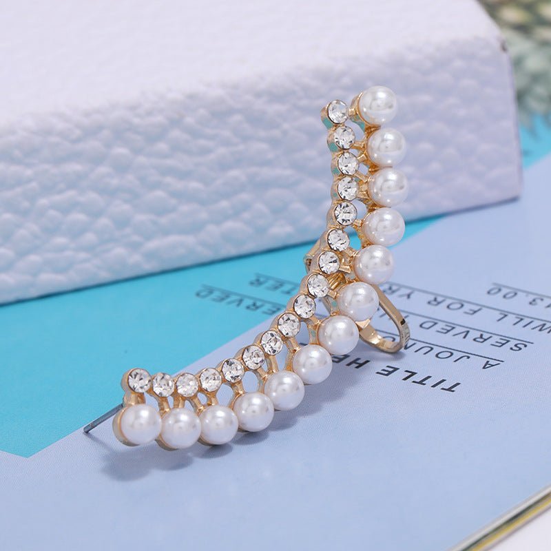 New Style Earrings Personality Exaggerated Diamond-studded Pearl Ear Clip-Jewearrings