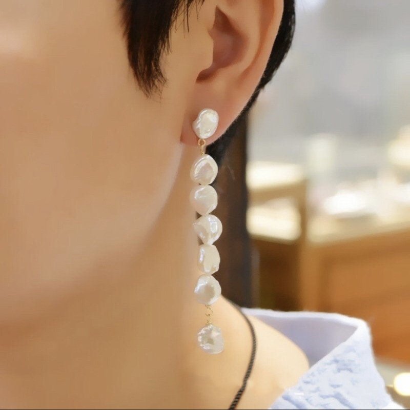 New Style Handmade Pearl Earrings Baroque Girl Earrings Retro High Quality-Jewearrings