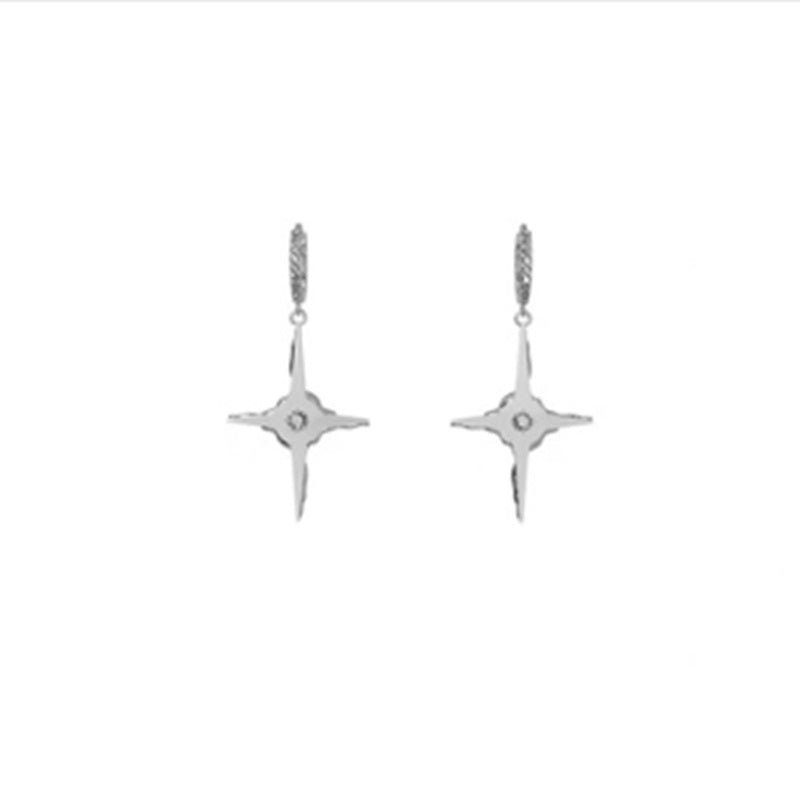 Niche Design Simple Diamond Cross Earrings-Jewearrings