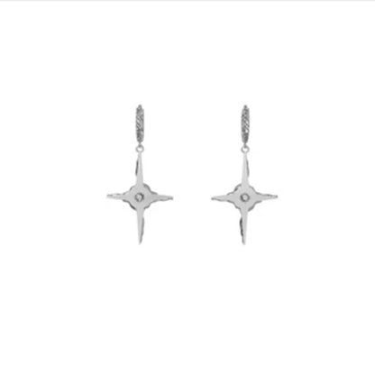 Niche Design Simple Diamond Cross Earrings-Jewearrings