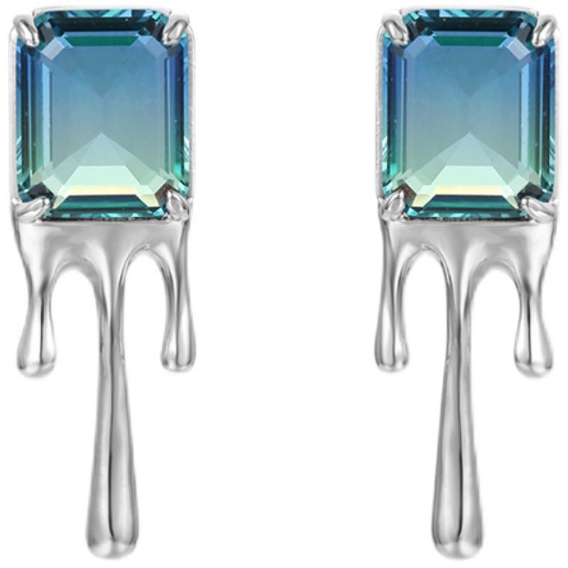 Niche Original Blue Emerald Earrings Simple Temperament-Jewearrings