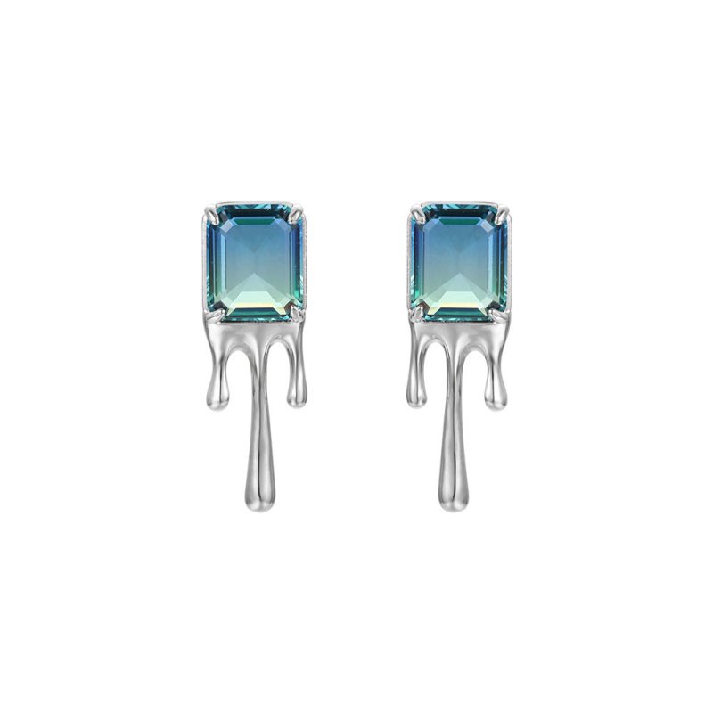 Niche Original Blue Emerald Earrings Simple Temperament-Jewearrings