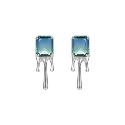 Niche Original Blue Emerald Earrings Simple Temperament-Jewearrings