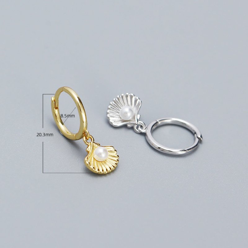 Ocean Style Shell Pearl Ear Clip Ear Studs High-grade Earrings-Jewearrings