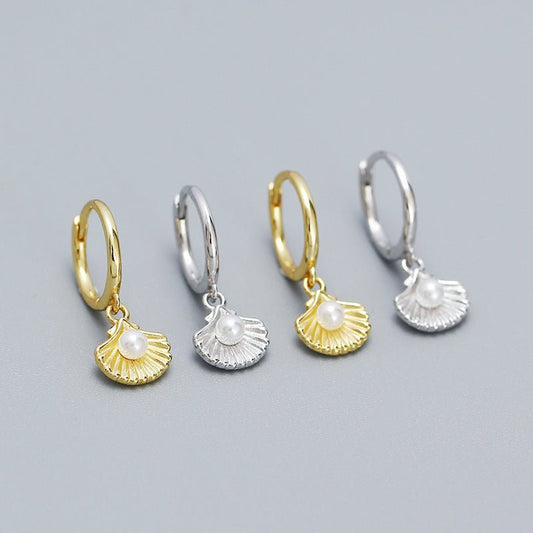 Ocean Style Shell Pearl Ear Clip Ear Studs High-grade Earrings-Jewearrings