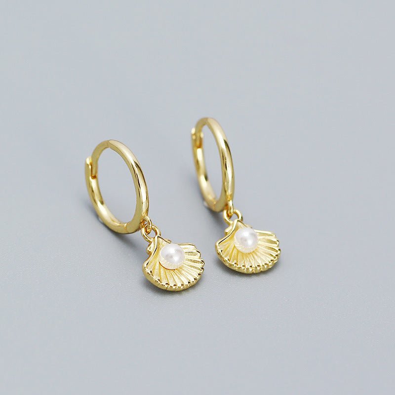 Ocean Style Shell Pearl Ear Clip Ear Studs High-grade Earrings-Jewearrings