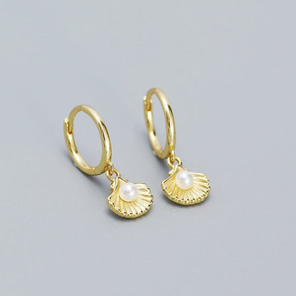 Ocean Style Shell Pearl Ear Clip Ear Studs High-grade Earrings-Jewearrings