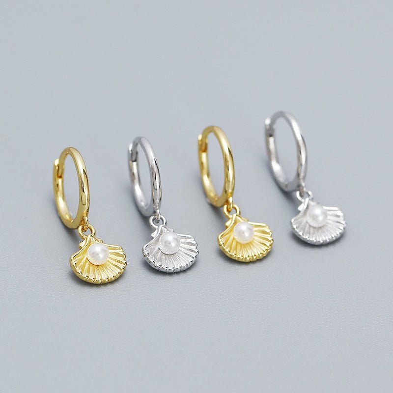 Ocean Style Shell Pearl Ear Clip Ear Studs High-grade Earrings-Jewearrings