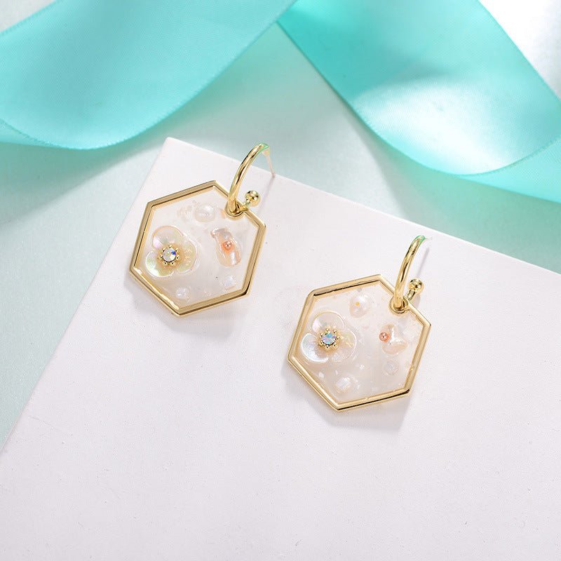 Ocean Wind Rhombus Cool Shell Earrings-Jewearrings