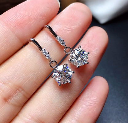 One Carat Moissanite Diamond Earrings-Jewearrings