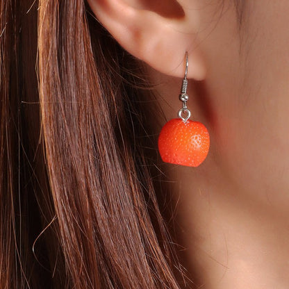 Orange Earrings Long Earrings Girls Big Earrings Ear Clips-Jewearrings