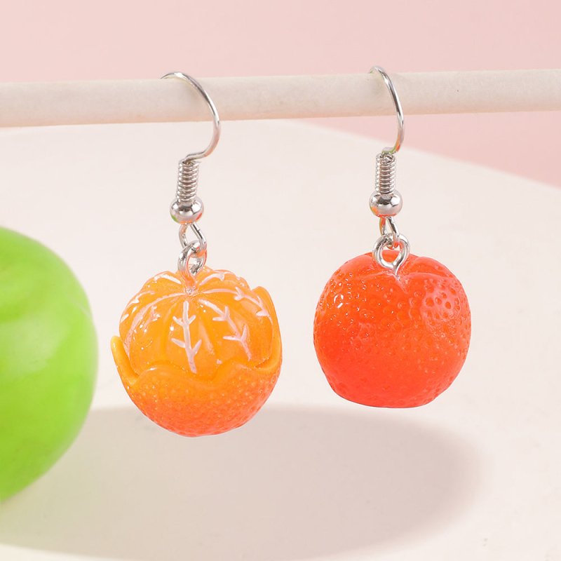 Orange Earrings Long Earrings Girls Big Earrings Ear Clips-Jewearrings