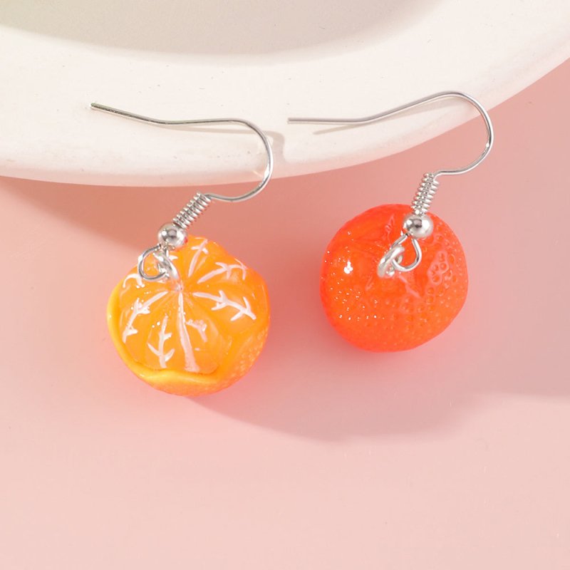 Orange Earrings Long Earrings Girls Big Earrings Ear Clips-Jewearrings