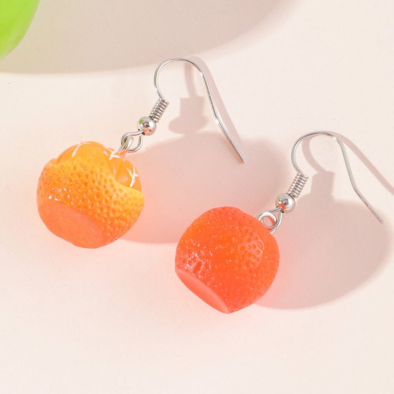 Orange Earrings Long Earrings Girls Big Earrings Ear Clips-Jewearrings