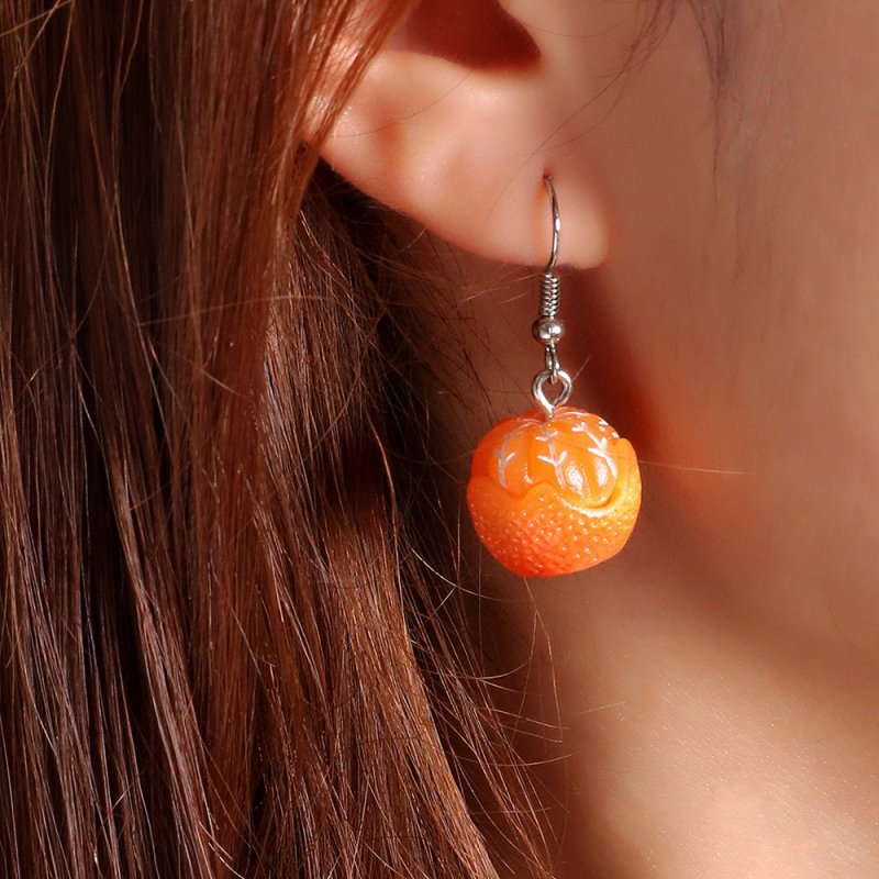 Orange Earrings Long Earrings Girls Big Earrings Ear Clips-Jewearrings