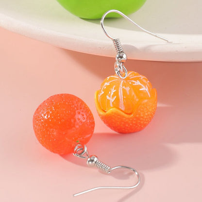 Orange Earrings Long Earrings Girls Big Earrings Ear Clips-Jewearrings