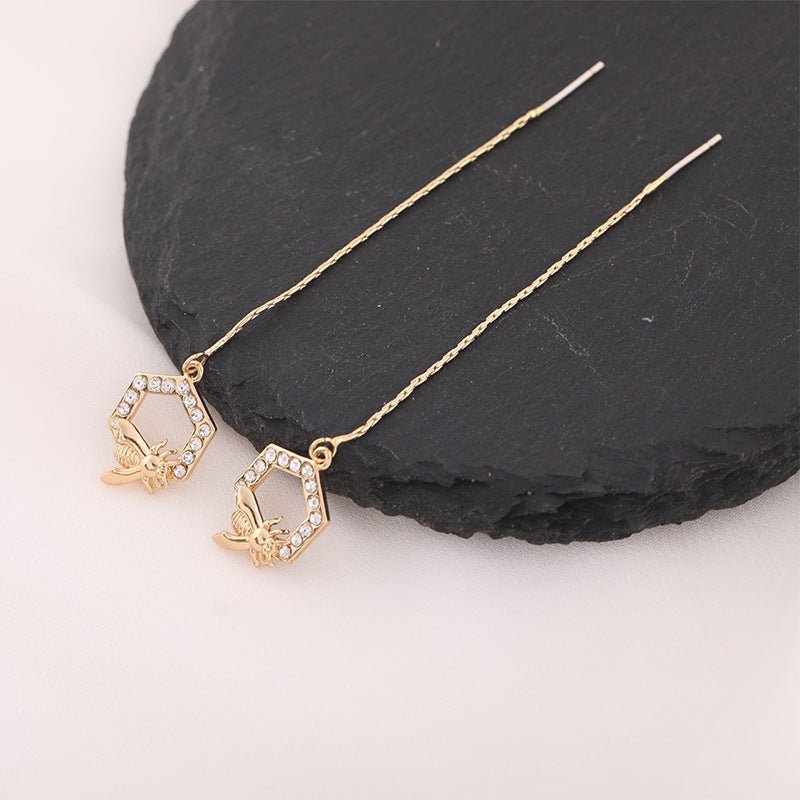 Original Designer S925 Silver Needle Bee Earrings Simple Long Tassel-Jewearrings