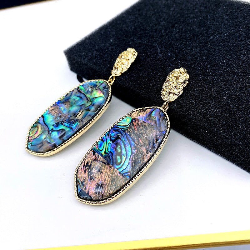 Oval Long Colorful Natural Shell High Quality Earrings-Jewearrings