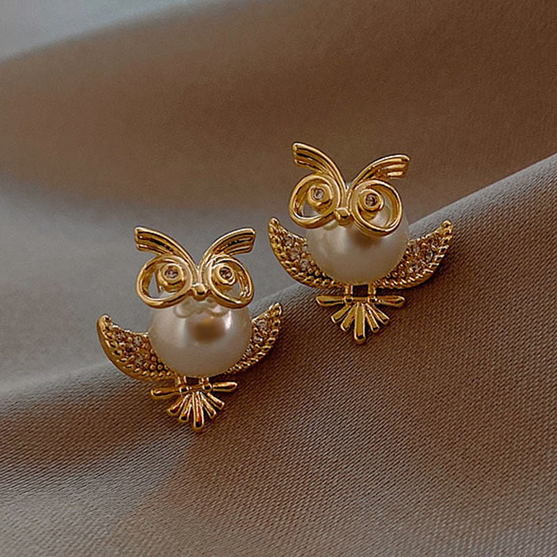 Owl Earrings Bird Pearl Creativity-Jewearrings