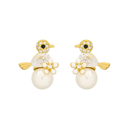 Owl Earrings Bird Pearl Creativity-Jewearrings