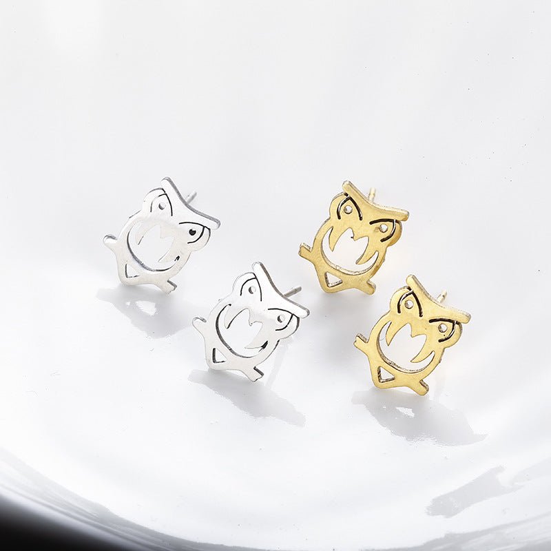 Owl Earrings Cartoon Gold Alloy-Jewearrings