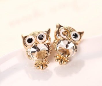 Owl Earrings Crystal Explosion Earrings-Jewearrings