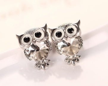 Owl Earrings Crystal Explosion Earrings-Jewearrings